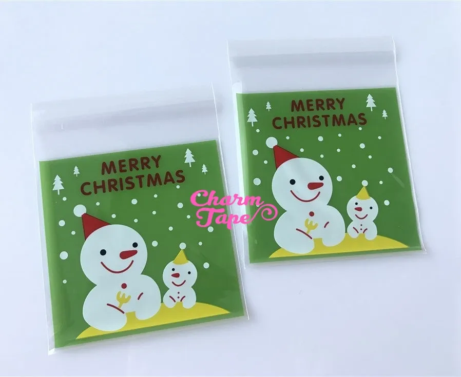 Festive Snowman Gift Bags Cello Bags Self-adhesive Cookie bags - Favors Bags - Party bags 20/50/100 bags CB55