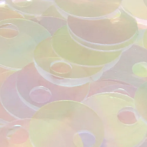Flat Round Top Large Hole Sequin #11 Clear (Transparent Iris)