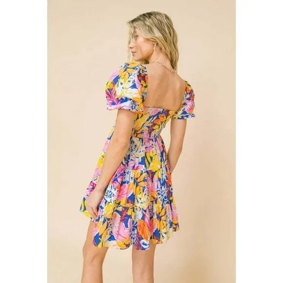FLYING TOMATO LOVELY MEETING YOU WOVEN MINI DRESS FLORAL FLIRTY VACAY ID18744