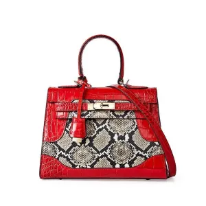 Genuine Snake Platinum Bag - First-Layer Cowhide and Polyester Lined Luxury