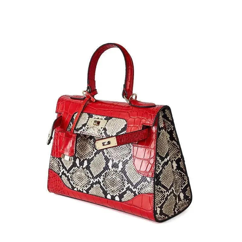 Genuine Snake Platinum Bag - First-Layer Cowhide and Polyester Lined Luxury