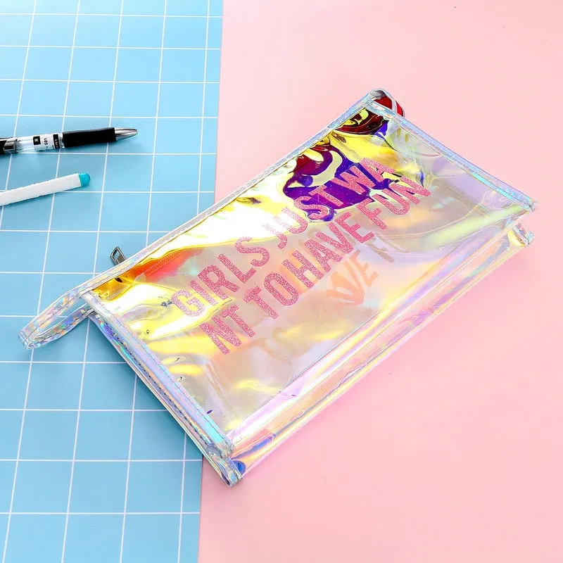 Girls Fun Hologram Laser Transparent Cosmetic Bag