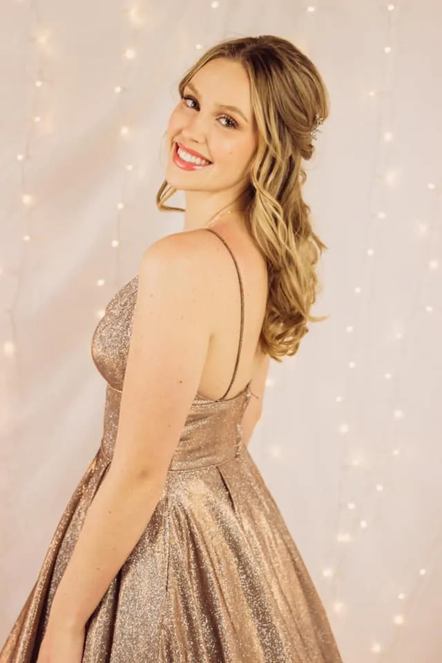 Glitter Spaghetti Straps V-neck Long Prom Dresses Women Dresses