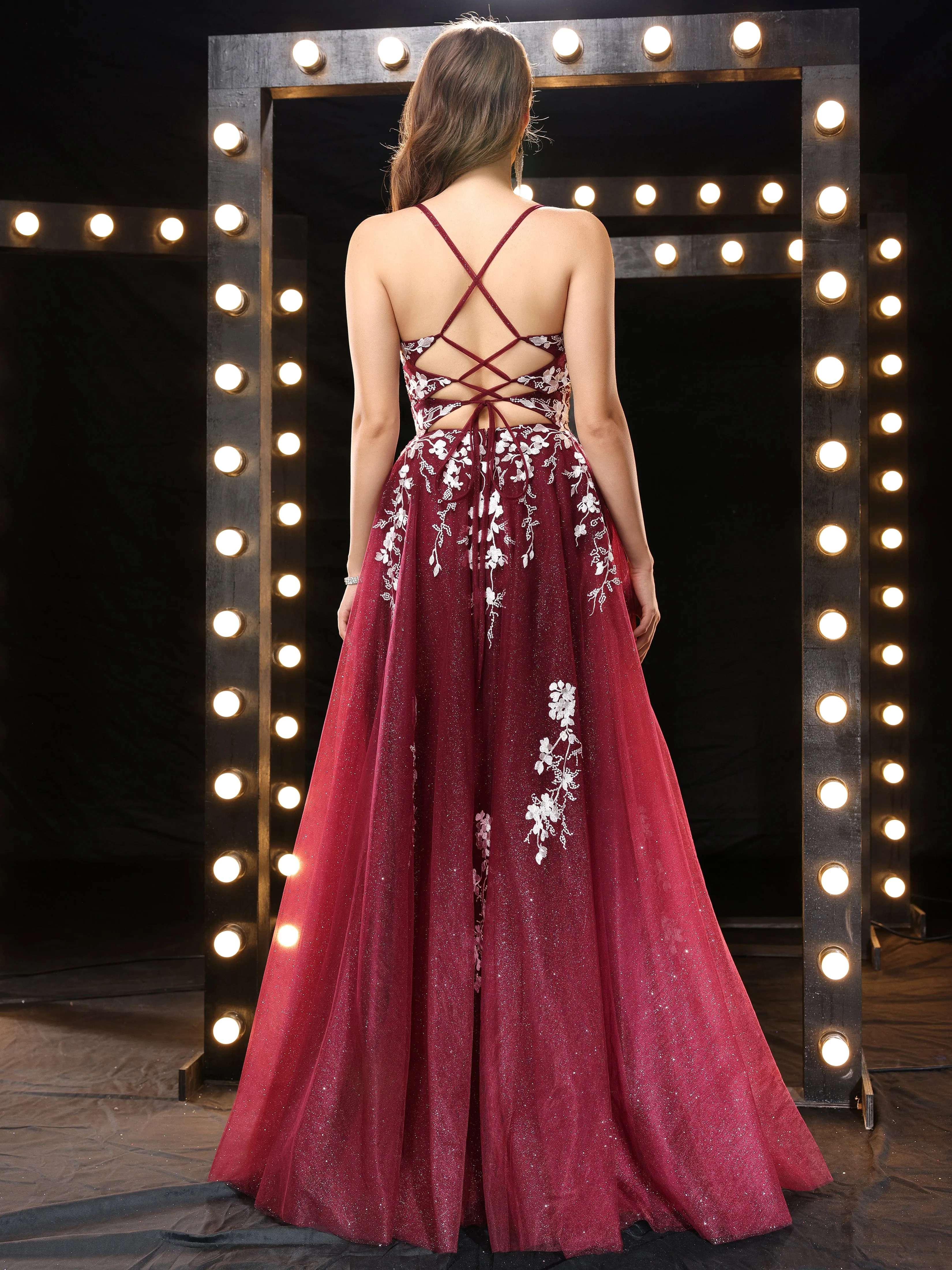 Gorgeous A Line Spaghetti Straps Wedding Guest Dresses with Slit