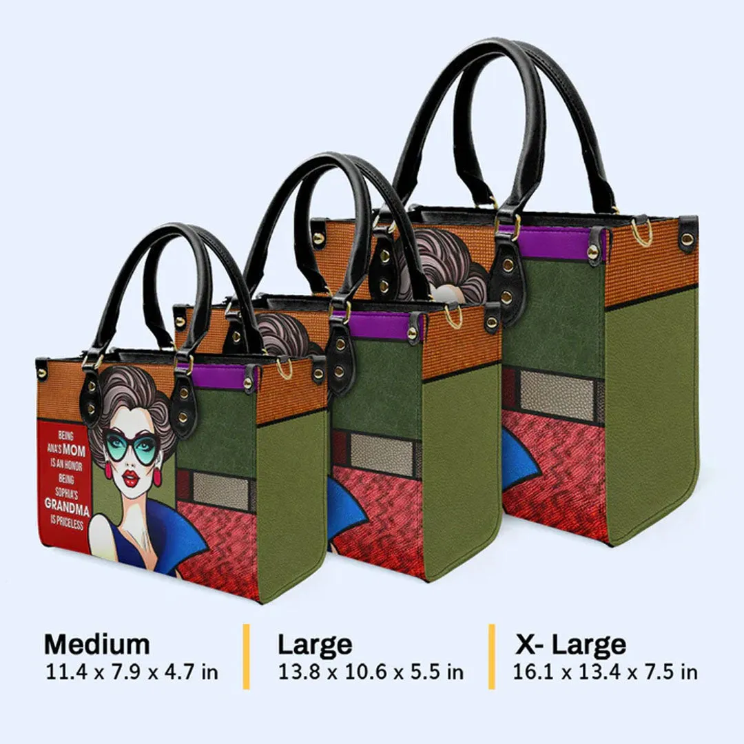 Grandma's Pride Personalized Leather Handbag by CHRISTIANARTBAG – A Legacy of Love - CABLTHB23020424.