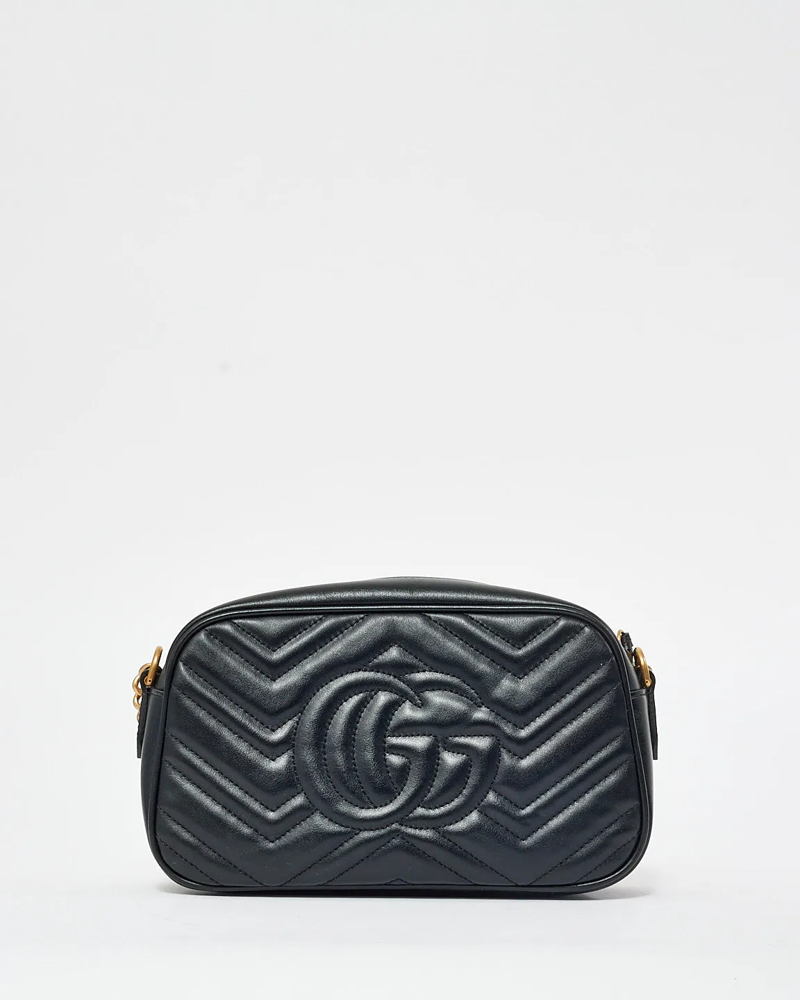 Gucci Black Leather GG Marmont Small Crossbody Camera Bag