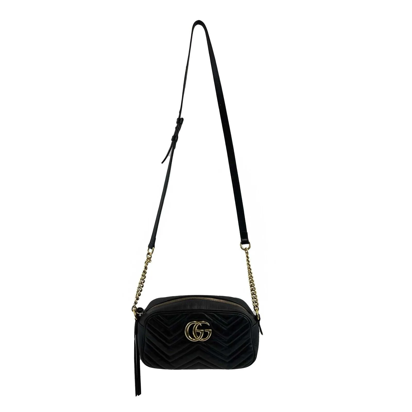 GUCCI Calfskin Matelasse Small GG Marmont Chain Crossbody