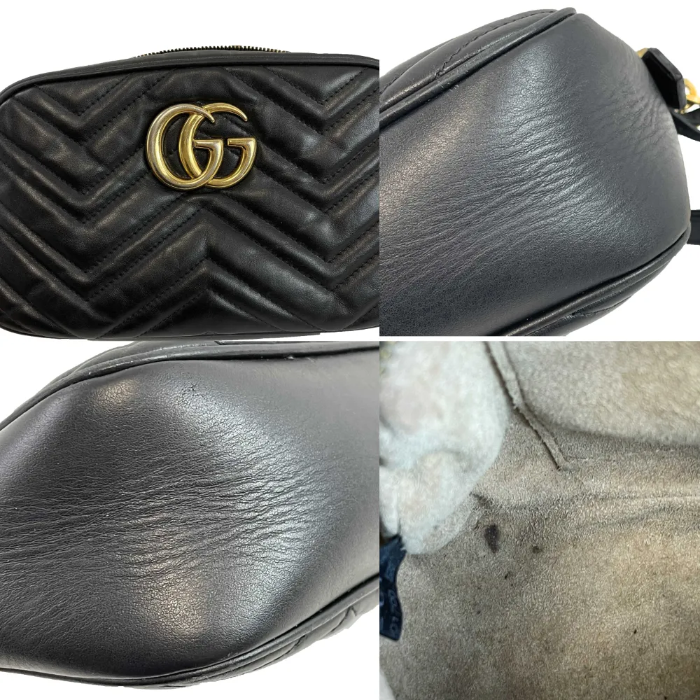 GUCCI Calfskin Matelasse Small GG Marmont Chain Crossbody