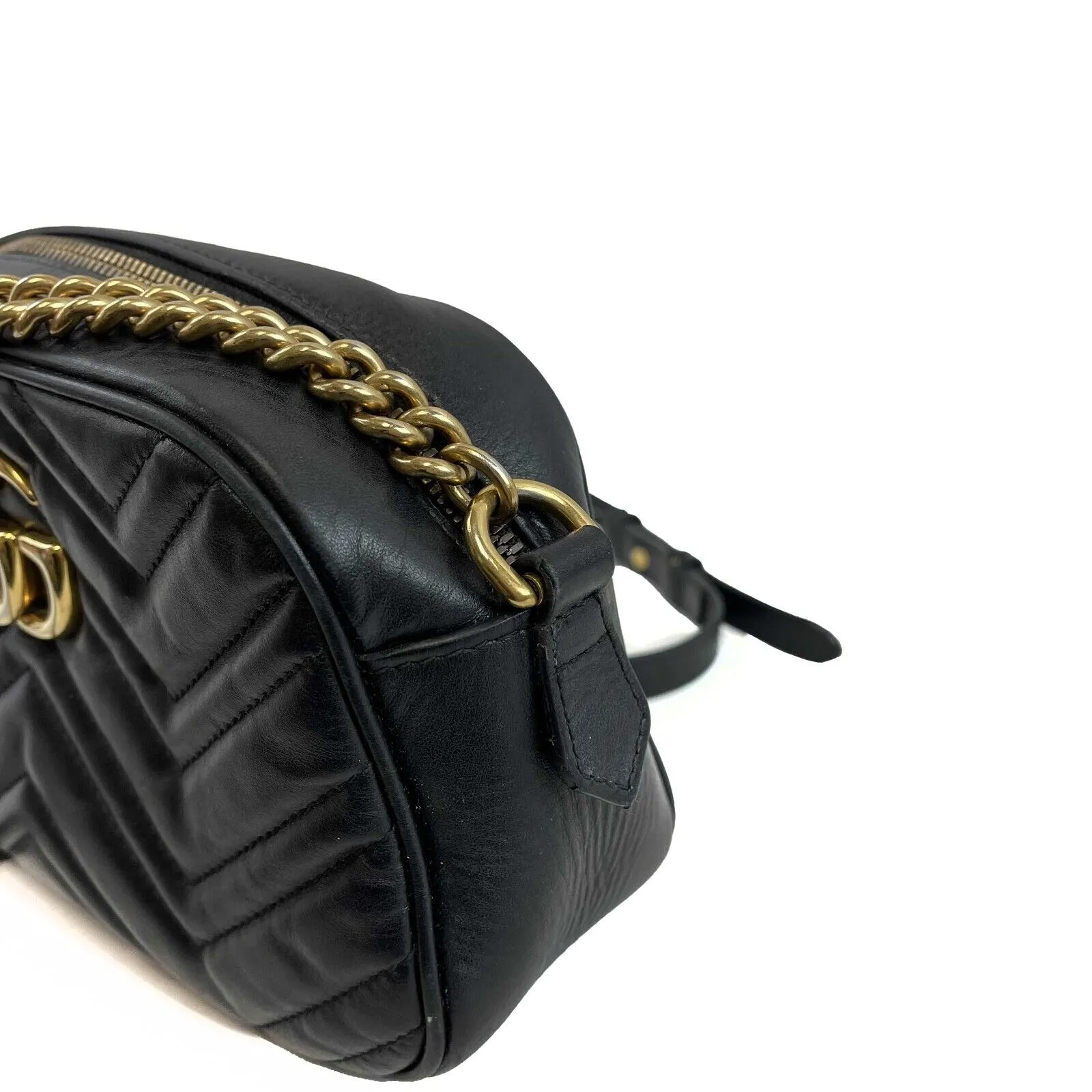 GUCCI Calfskin Matelasse Small GG Marmont Chain Crossbody