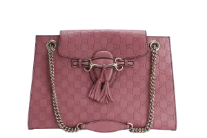 GUCCI EMILY CHAIN SHOULDER BAG (295403 525040 ) LARGE PINK GUCCISSIMA GOLD HARDWARE WITH DUST COVER