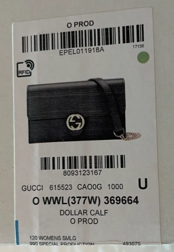 Gucci GG Black Crossbody Handbag Calf Leather Gold Chain Purse Bag Italy NEW