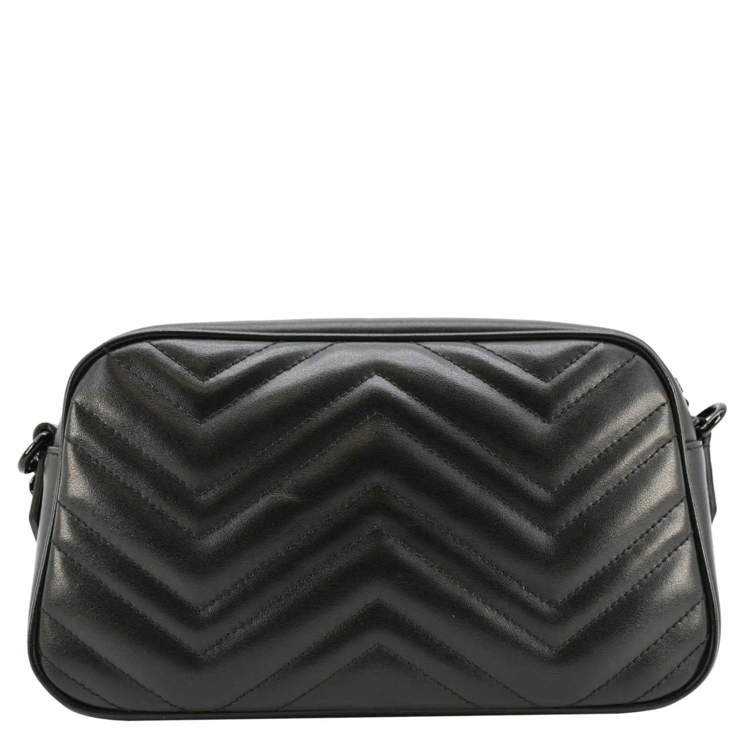 GUCCI GG Marmont Matelasse Chevron Leather Camera Crossbody Bag Black 447632
