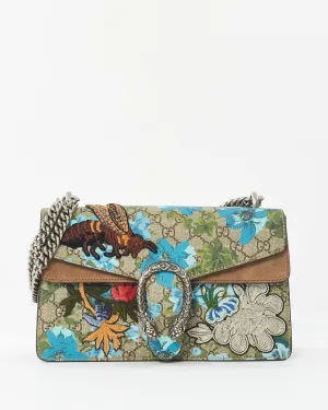 Gucci GG Supreme Monogram Blue Blooms Print Embroidered Small Dionysus Shoulder Bag