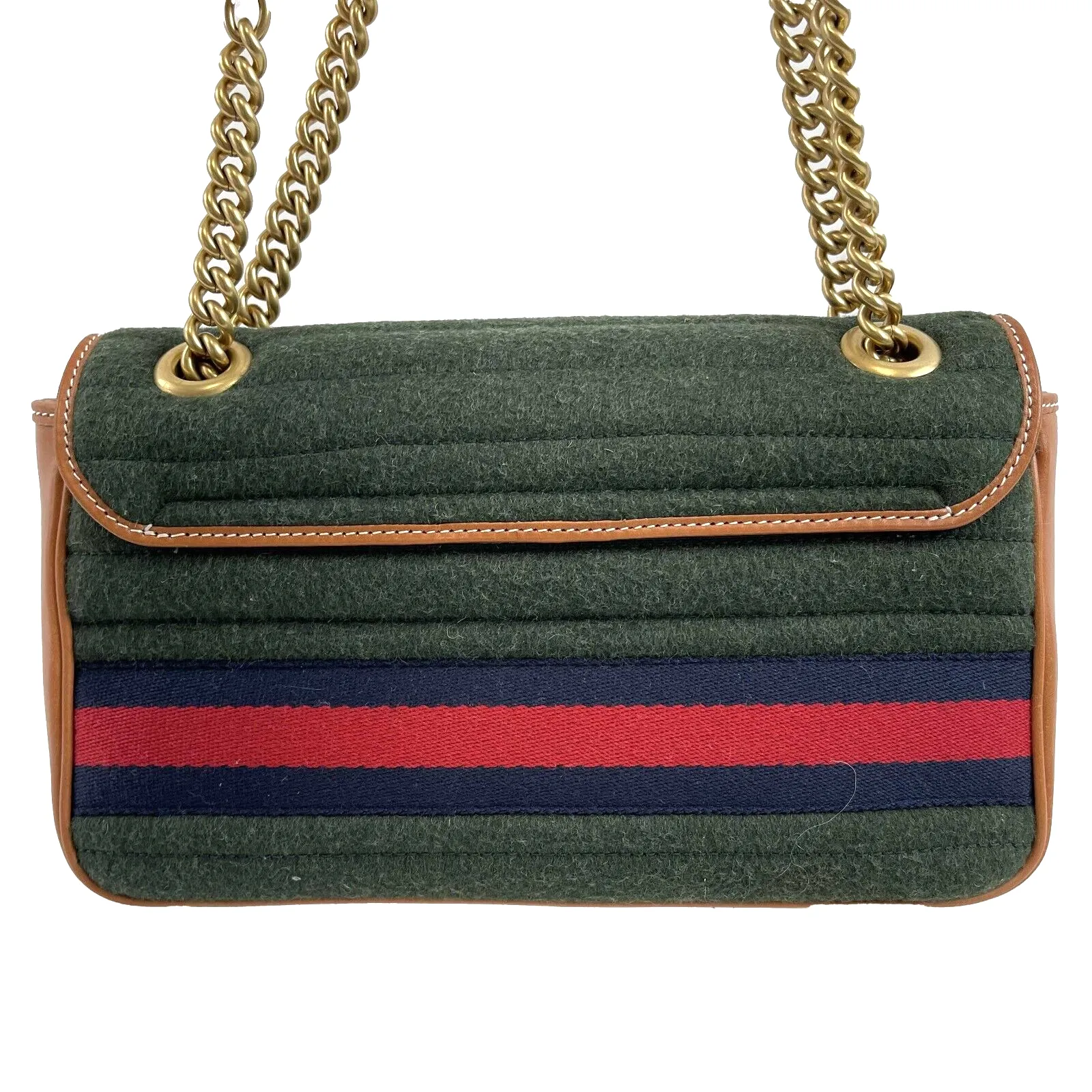 Gucci Matelasse Horizontal Small GG Marmont Dark Green Handbag