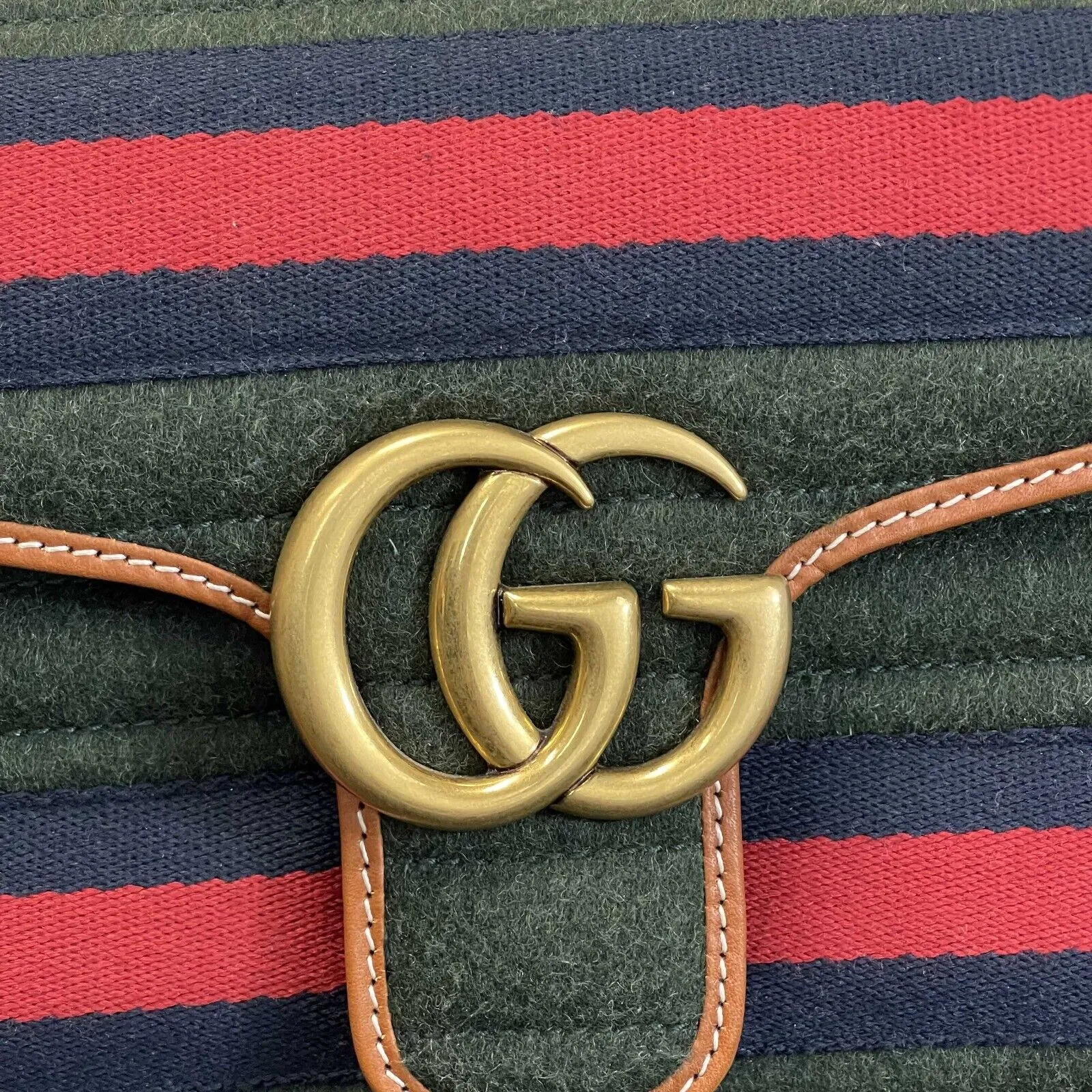 Gucci Matelasse Horizontal Small GG Marmont Dark Green Handbag