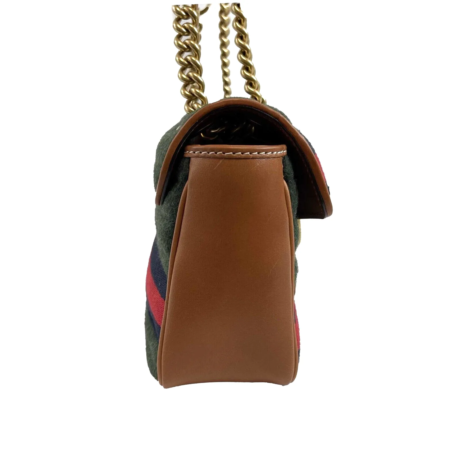 Gucci Matelasse Horizontal Small GG Marmont Dark Green Handbag
