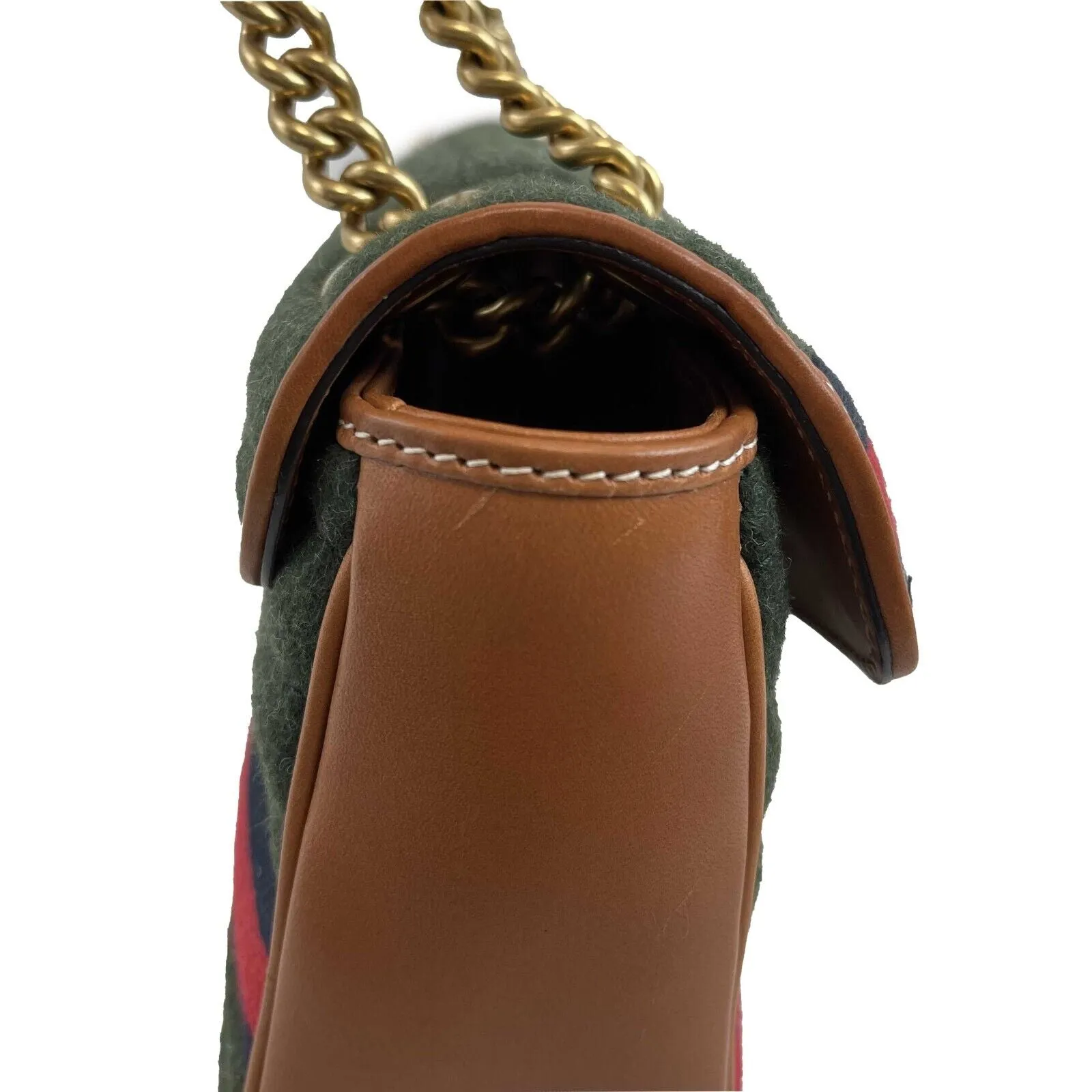 Gucci Matelasse Horizontal Small GG Marmont Dark Green Handbag