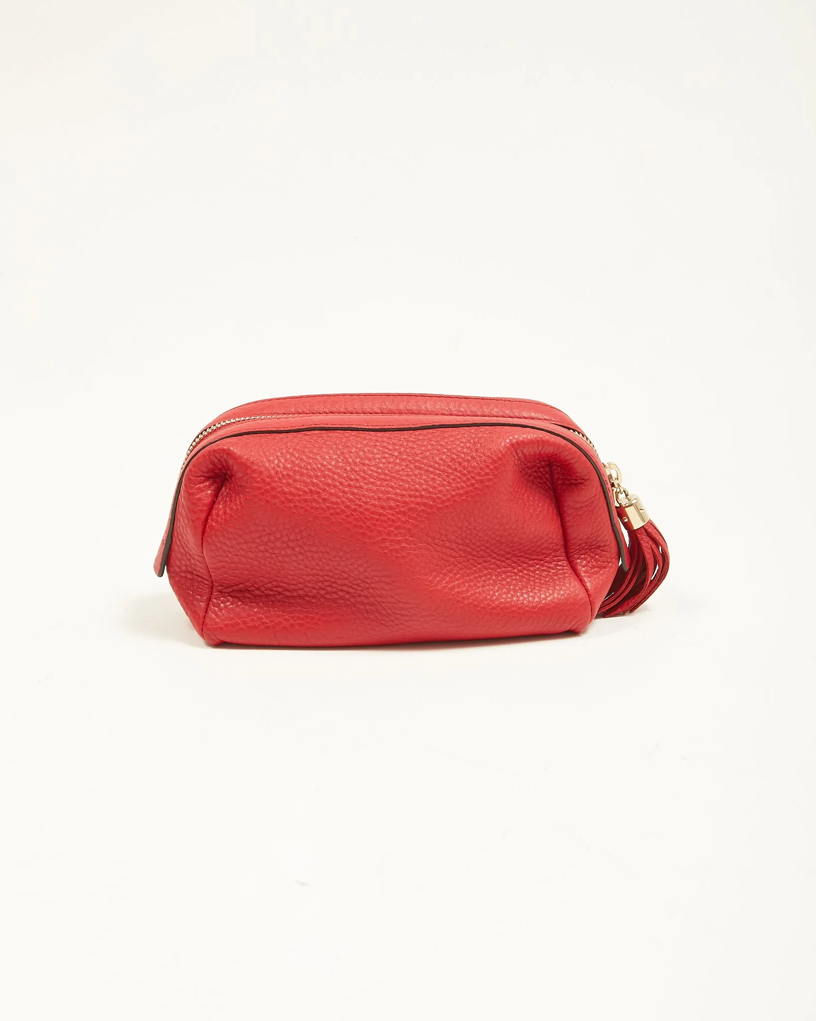 Gucci Red Pebbled Leather Soho Cosmetic Pouch