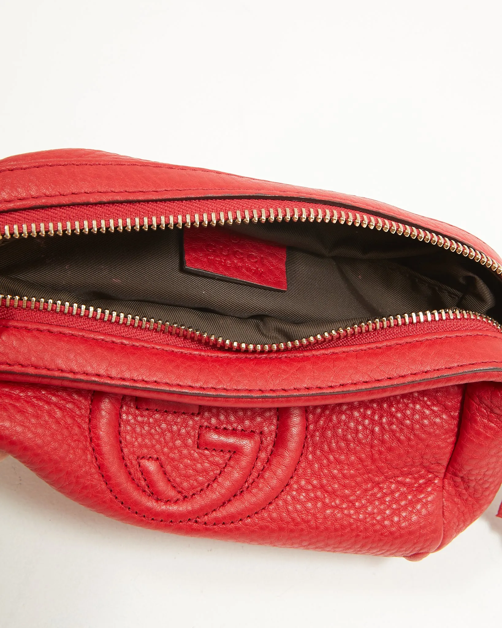 Gucci Red Pebbled Leather Soho Cosmetic Pouch