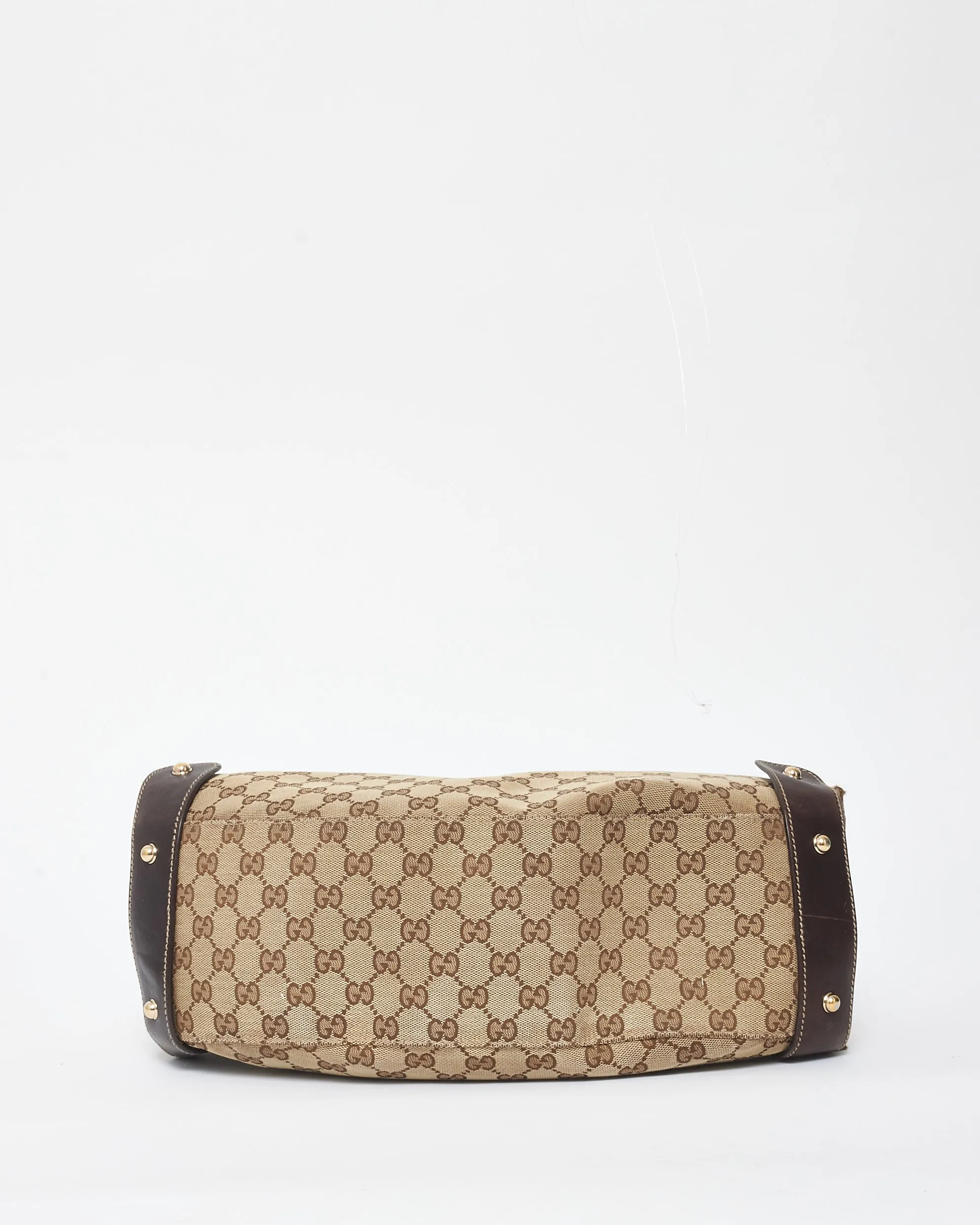 Gucci Vintage Brown Monogram Canvas & Horsebit Hobo Bag