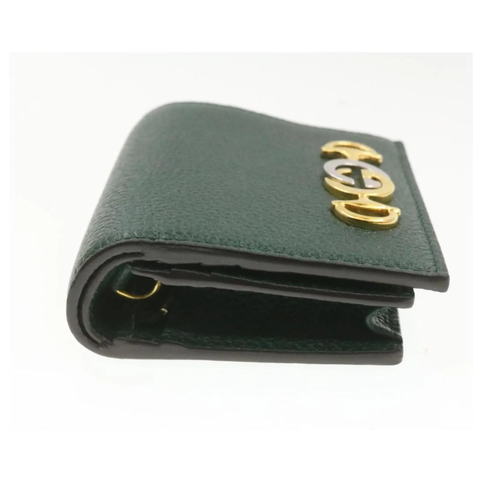 Gucci Zumi Chain Mini Bag Vintage Green Leather Card Case Gold Italy Handbag NEW
