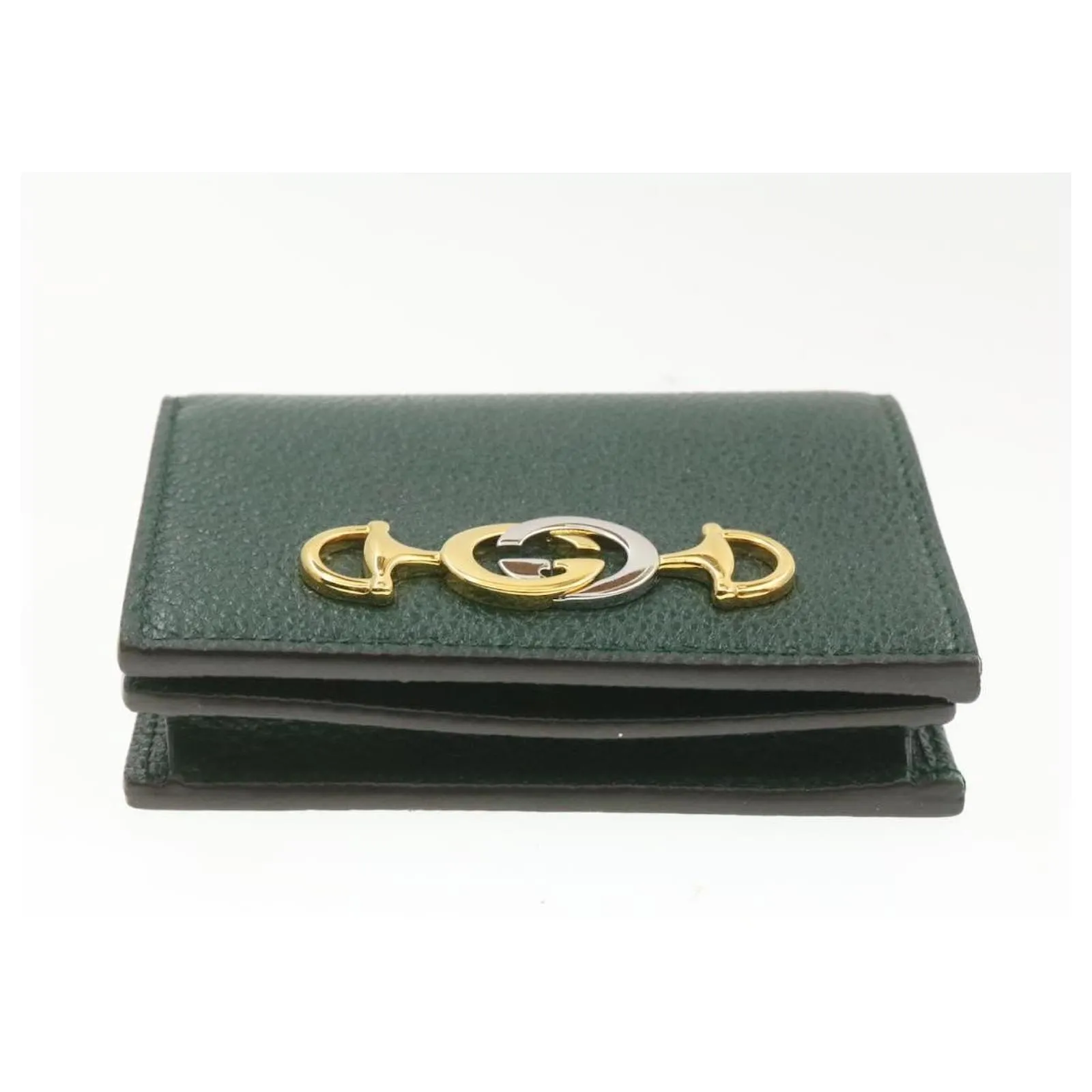 Gucci Zumi Chain Mini Bag Vintage Green Leather Card Case Gold Italy Handbag NEW