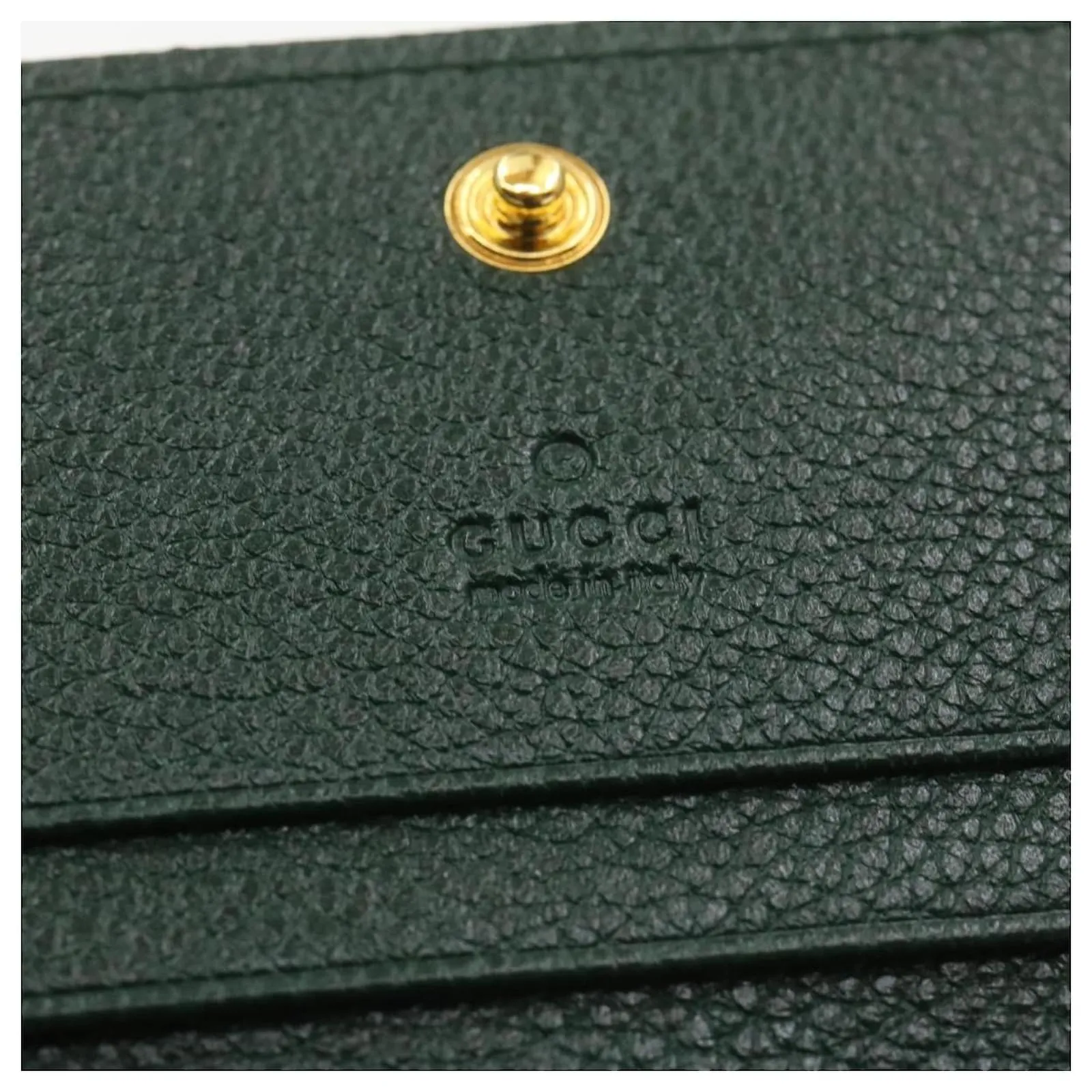 Gucci Zumi Chain Mini Bag Vintage Green Leather Card Case Gold Italy Handbag NEW