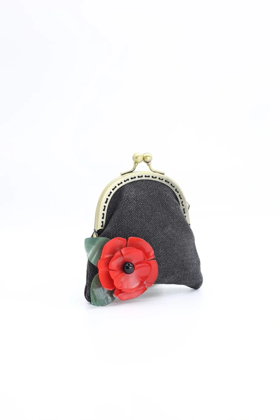 Handmade Small Purses - Recycled Charcoal Denim