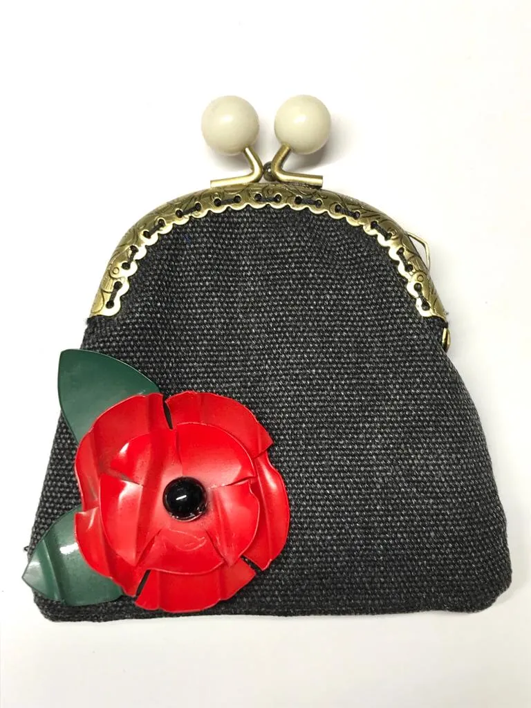 Handmade Small Purses - Recycled Charcoal Denim