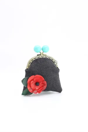 Handmade Small Purses - Recycled Charcoal Denim