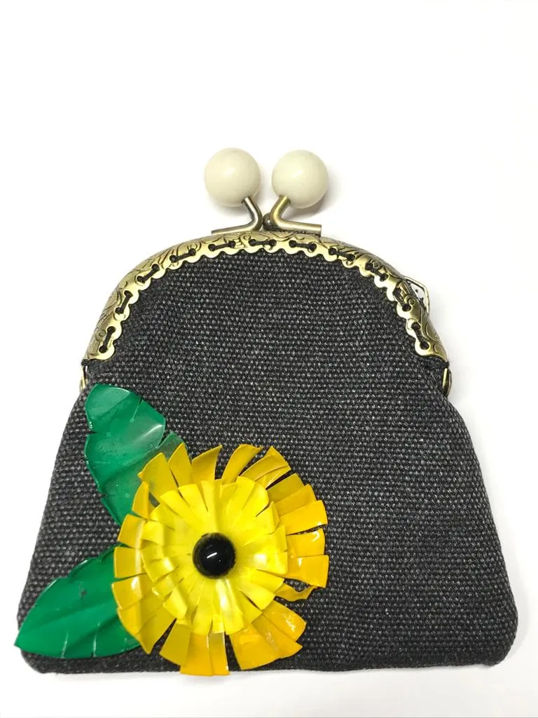 Handmade Small Purses - Recycled Charcoal Denim