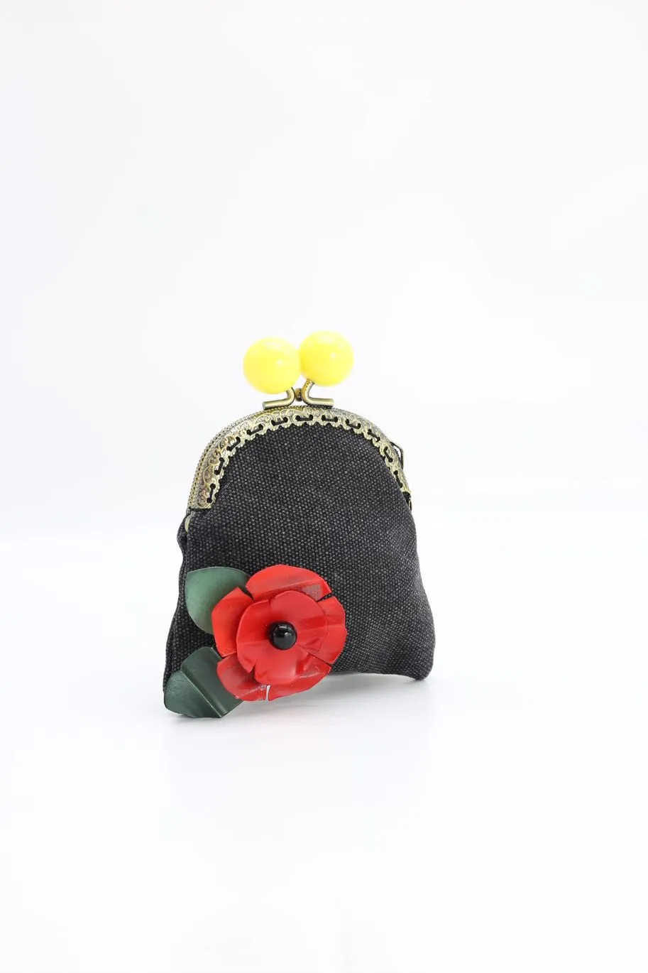 Handmade Small Purses - Recycled Charcoal Denim