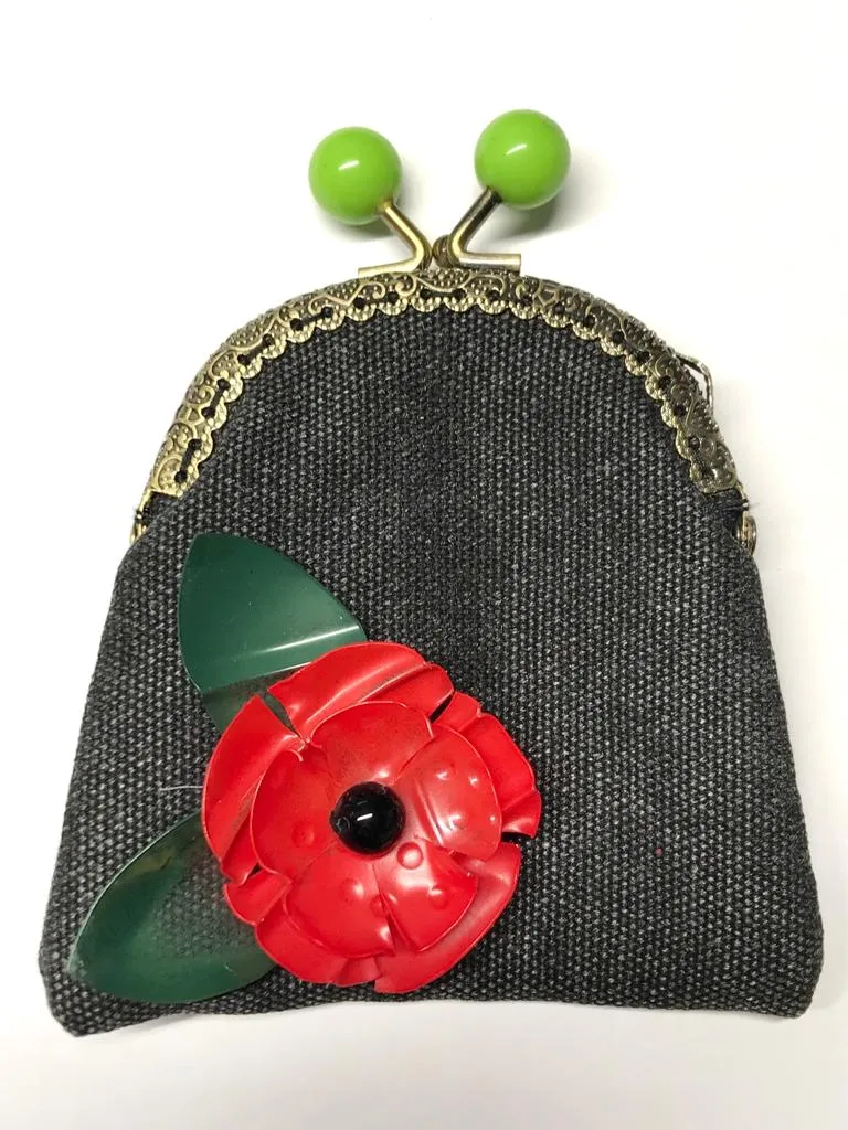 Handmade Small Purses - Recycled Charcoal Denim