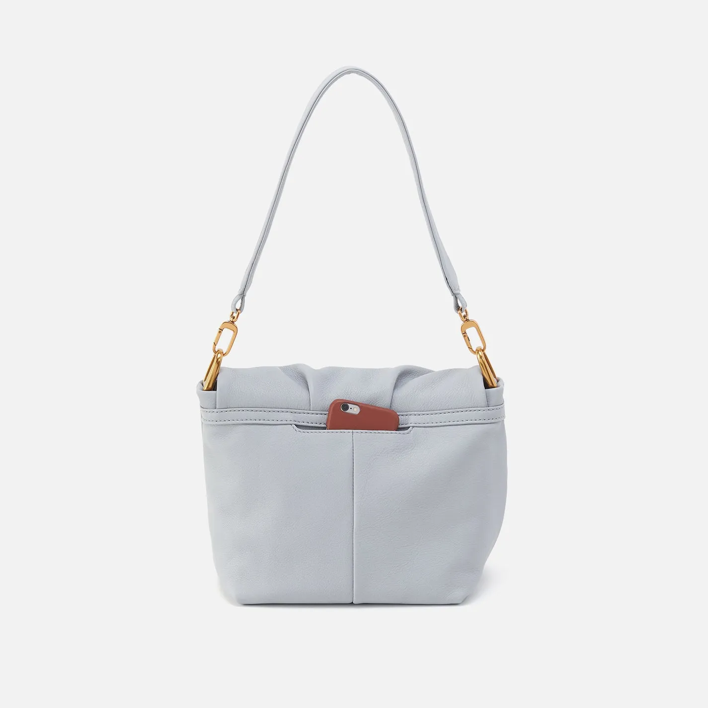 Harley Convertible Shoulder Bag In Pebbled Leather - Blue Pearl