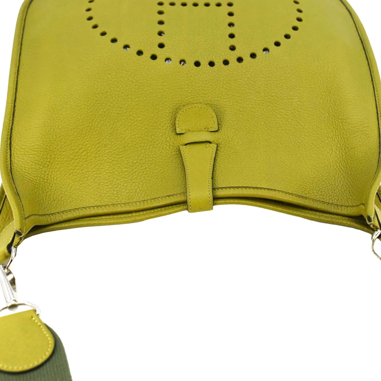 HERMES Evelyne Clemence PM Leather Crossbody Bag Lime