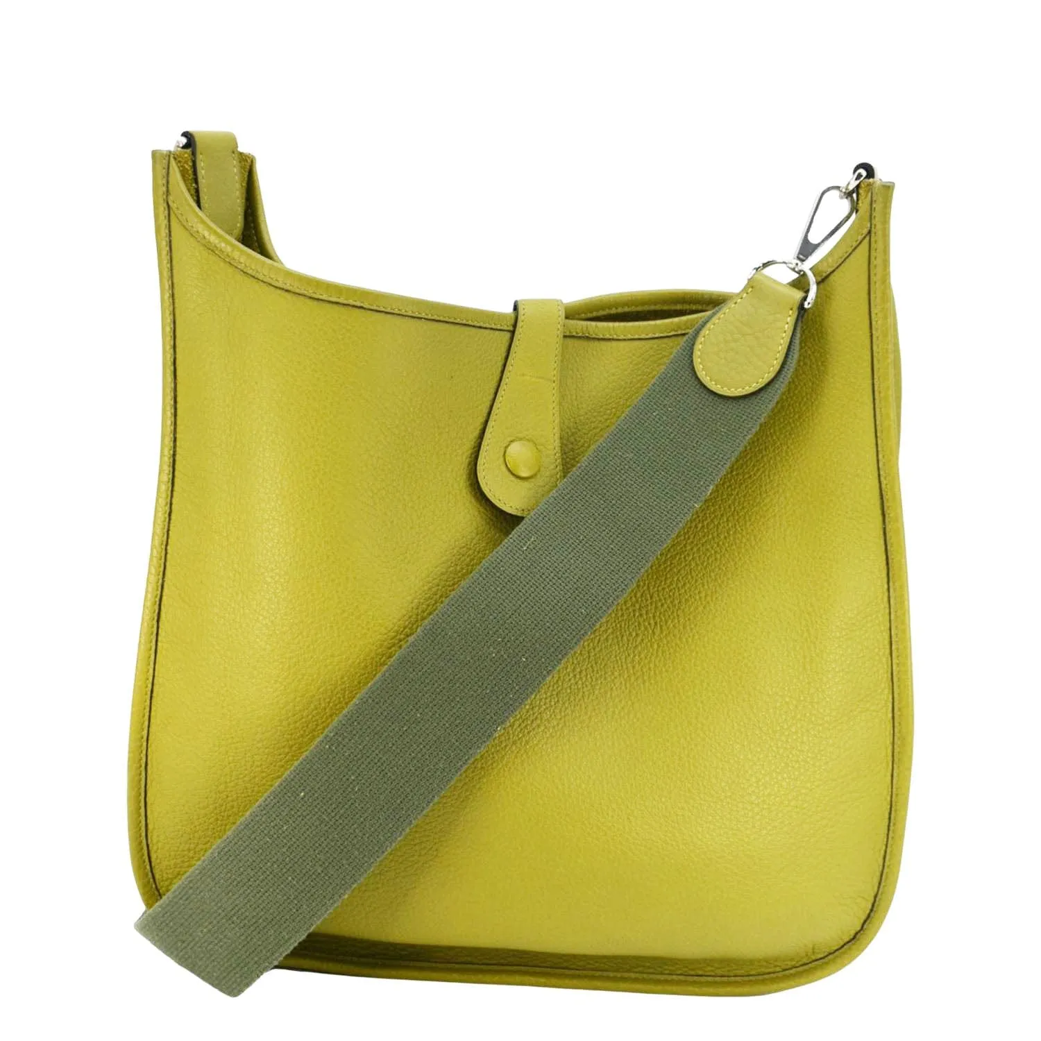 HERMES Evelyne Clemence PM Leather Crossbody Bag Lime