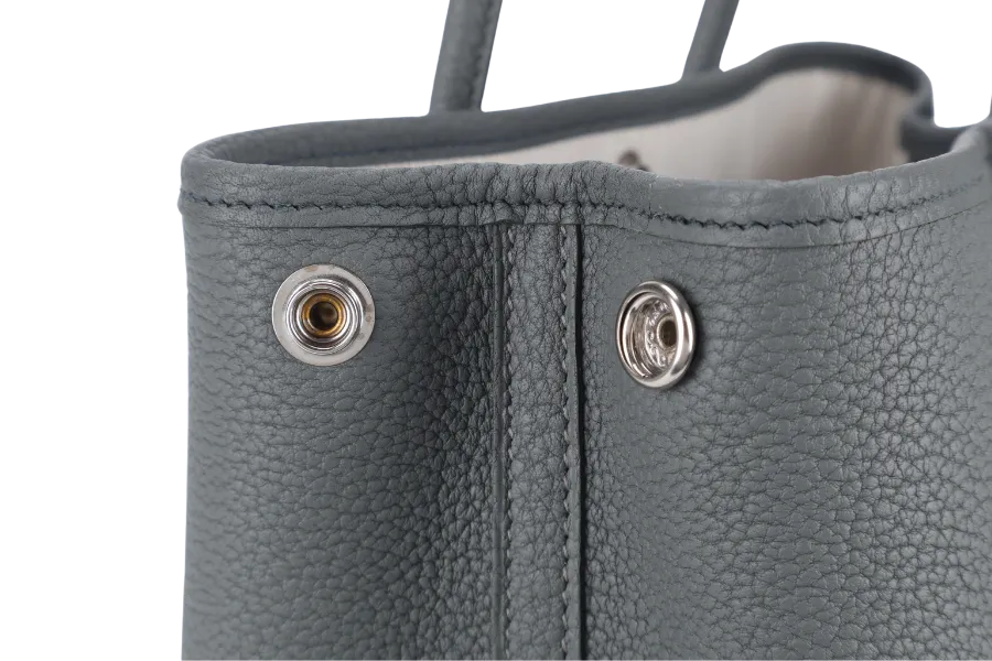 HERMES GARDEN PARTY TPM 30CM GRIS MEYER STAMP W(2024) NEGONDA LEATHER PALLADIUM HARDWARE WITH DUST COVER AND BOX