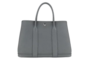HERMES GARDEN PARTY TPM 30CM GRIS MEYER STAMP W(2024) NEGONDA LEATHER PALLADIUM HARDWARE WITH DUST COVER AND BOX