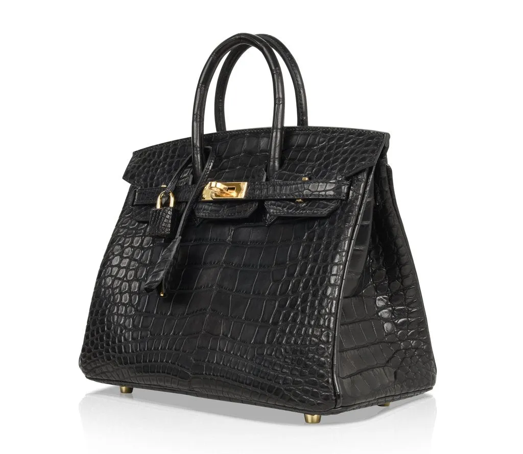 Hermès Birkin 25 Noir Alligator Bag GHW