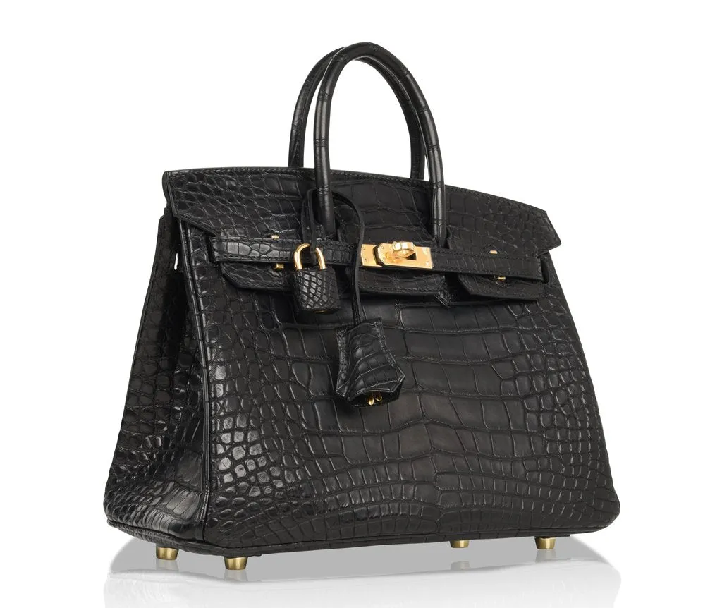 Hermès Birkin 25 Noir Alligator Bag GHW