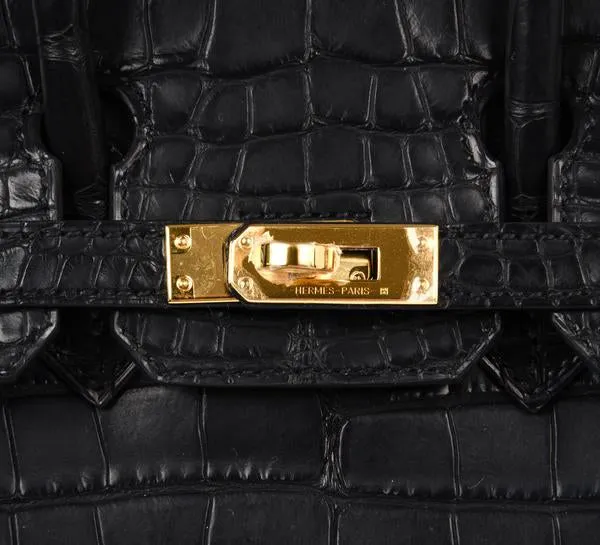 Hermès Birkin 25 Noir Alligator Bag GHW