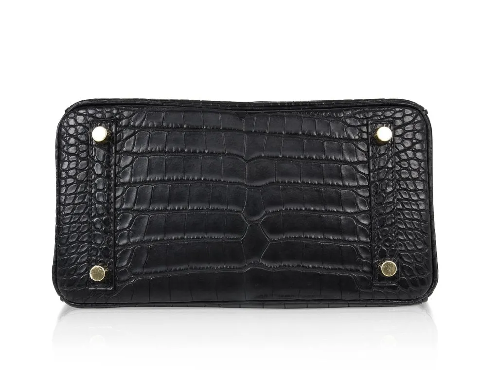 Hermès Birkin 25 Noir Alligator Bag GHW