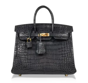 Hermès Birkin 25 Noir Alligator Bag GHW