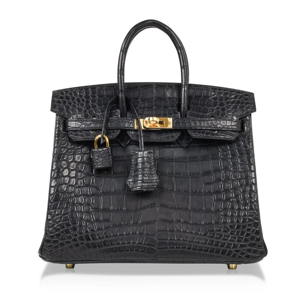 Hermès Birkin 25 Noir Alligator Bag GHW