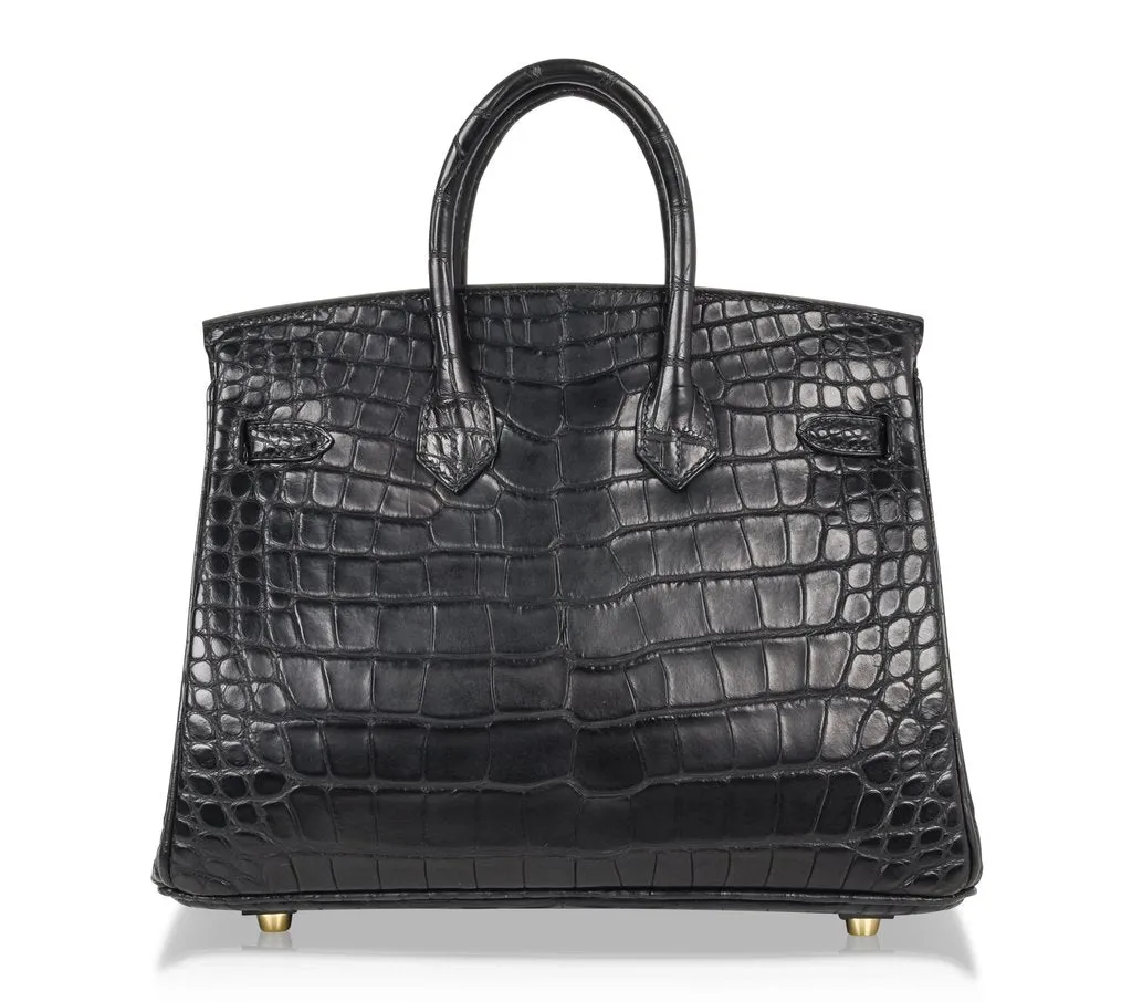 Hermès Birkin 25 Noir Alligator Bag GHW