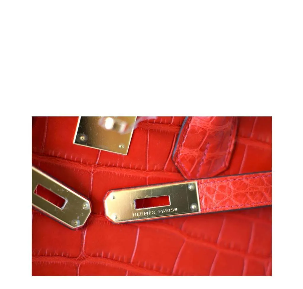 Hermès Birkin 35 Geranium Alligator Bag GHW