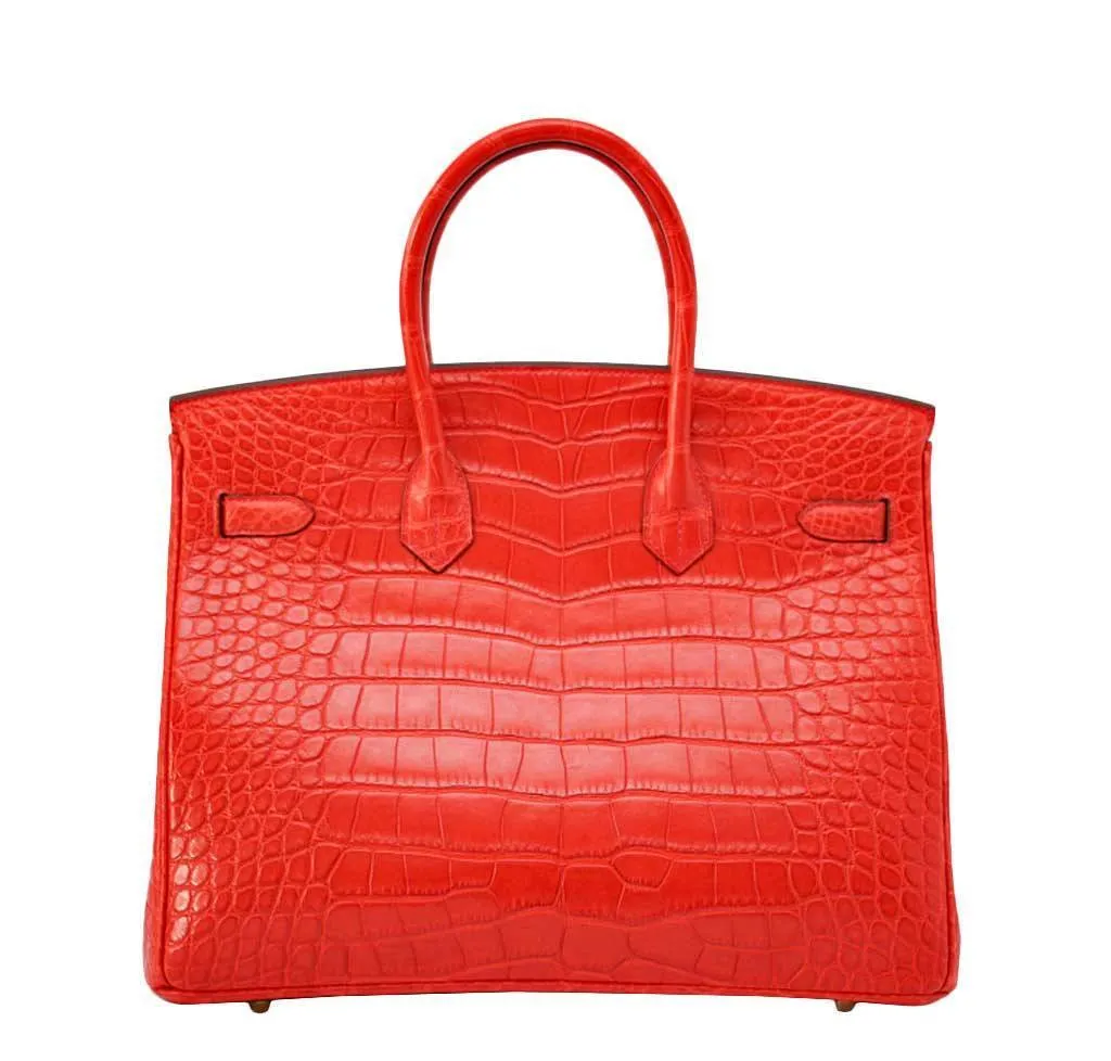 Hermès Birkin 35 Geranium Alligator Bag GHW