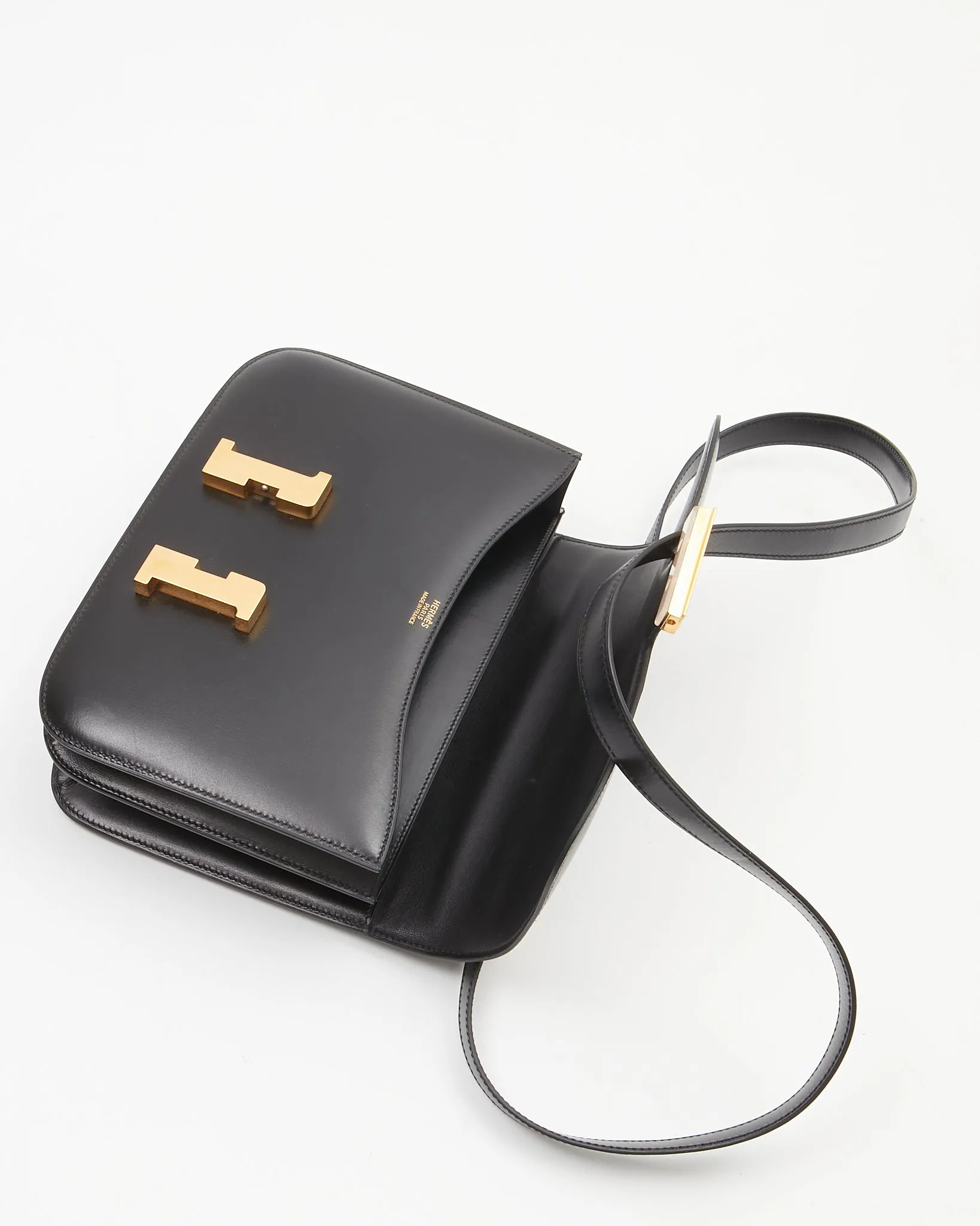 Hermès Black Box Leather Constance 23 Bag