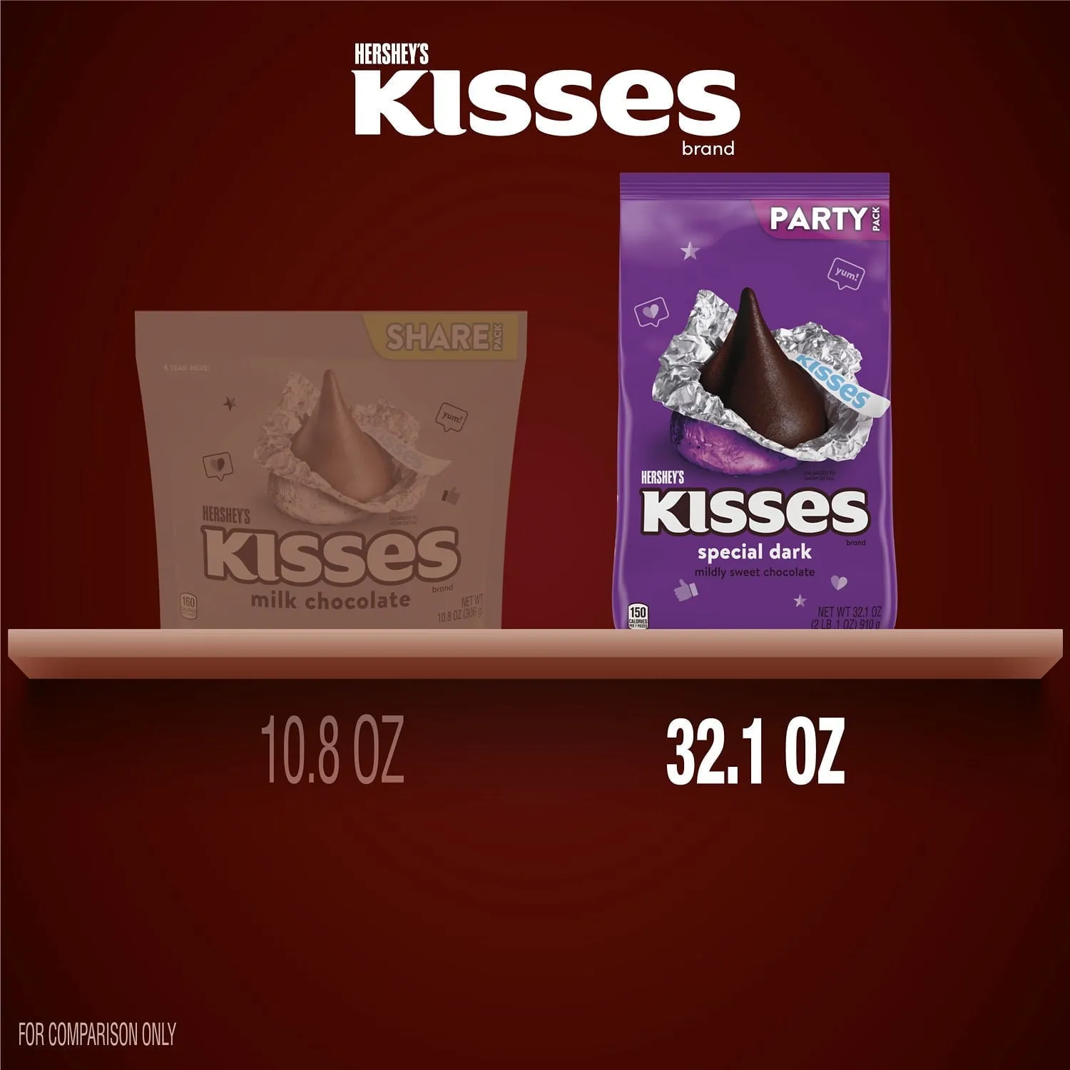 Hershey's, Kisses Special Dark Mildly Sweet Chocolate Candy, Individually Wrappe
