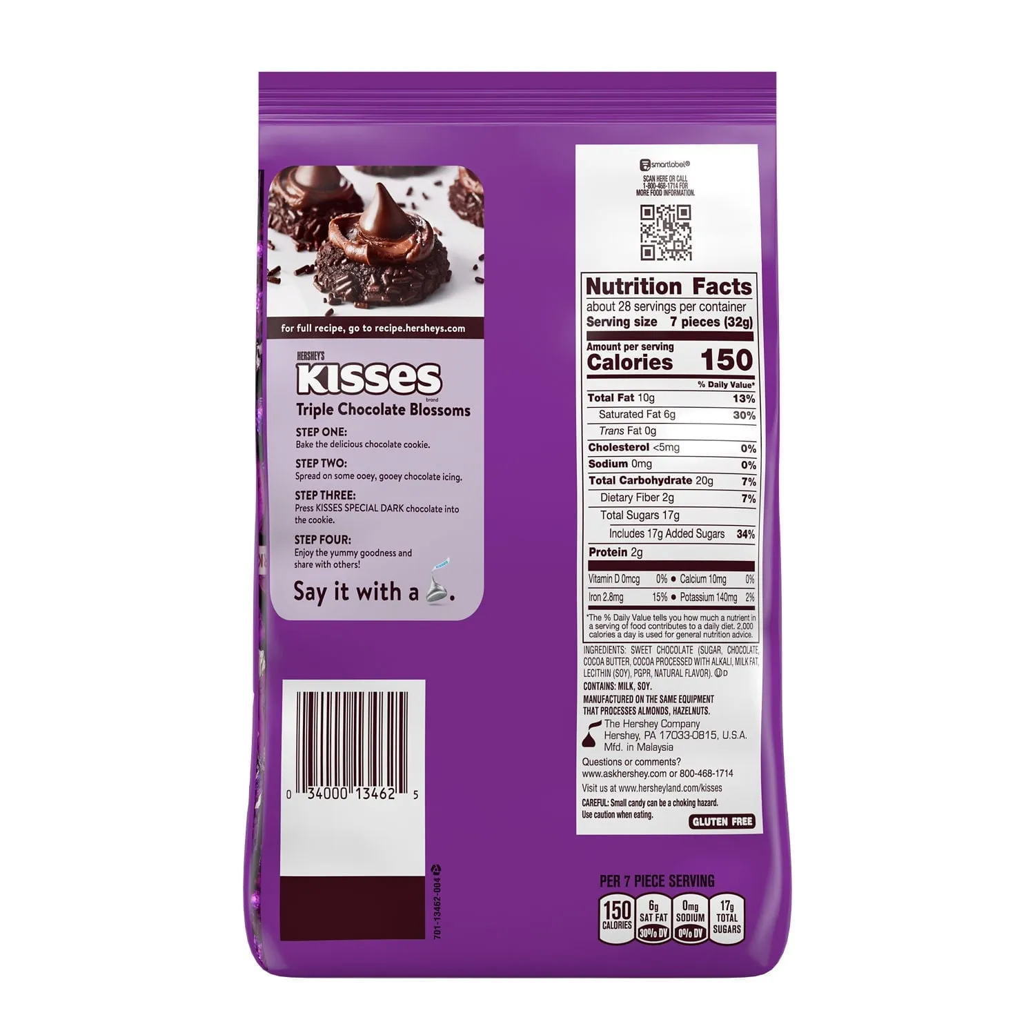Hershey's, Kisses Special Dark Mildly Sweet Chocolate Candy, Individually Wrappe
